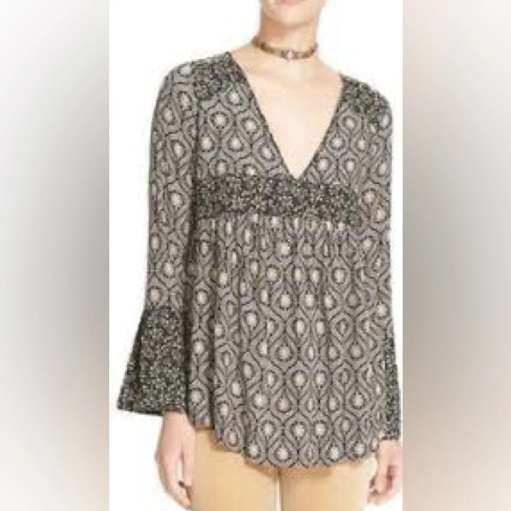 Free People Rolling Hills Bohemian Bell Sleeve Blouse Size Small - Picture 6 of 11